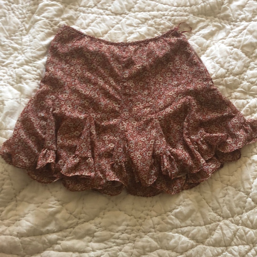 Dress Forum Red floral flared mini skirt